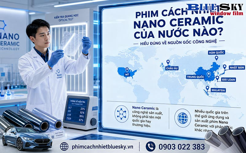 Phim cách nhiệt Nano Ceramic được sản xuất tại nhiều quốc gia, với sự khác biệt về công nghệ, chất lượng, phân khúc và giá thành