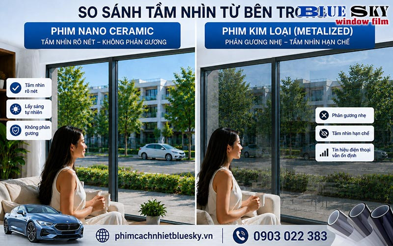 So sánh phim cách nhiệt Nano Ceramic, kim loại và Carbon về khả năng chống nóng, độ trong suốt và độ bền
