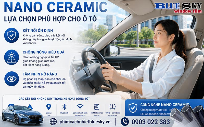 Phim Nano Ceramic luôn là lựa chọn rất đáng cân nhắc cho ô tô nhờ chống nóng hiệu quả, không cản sóng
