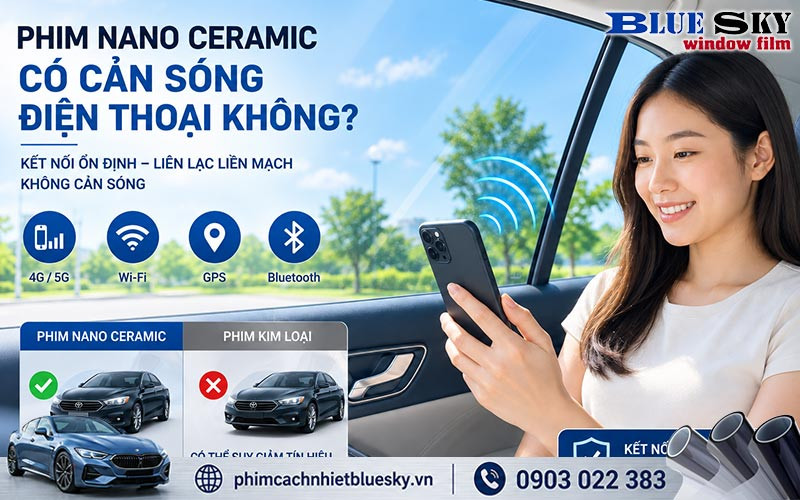 Phim Nano Ceramic không cản sóng điện thoại, duy trì kết nối Wi-Fi, GPS và Bluetooth ổn định khi dùng.