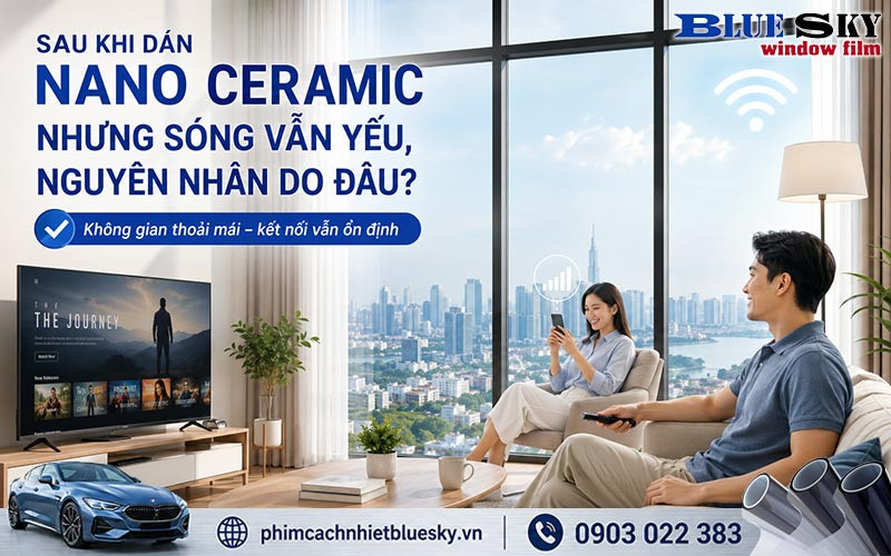 Sóng yếu sau khi dán Nano Ceramic có thể xuất phát từ vùng phủ sóng, kính Low-E hoặc thiết bị