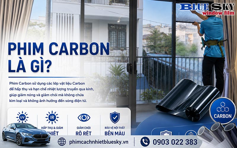Phim Carbon sử dụng vật liệu Carbon để giảm nhiệt, hạn chế chói sáng và không gây ảnh hưởng đáng kể đến tín hiệu không dây